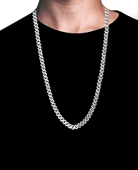 Blackjack Men's Cubic Zirconia-Accented Curb Link 24" Chain Necklace in Stainless Steel