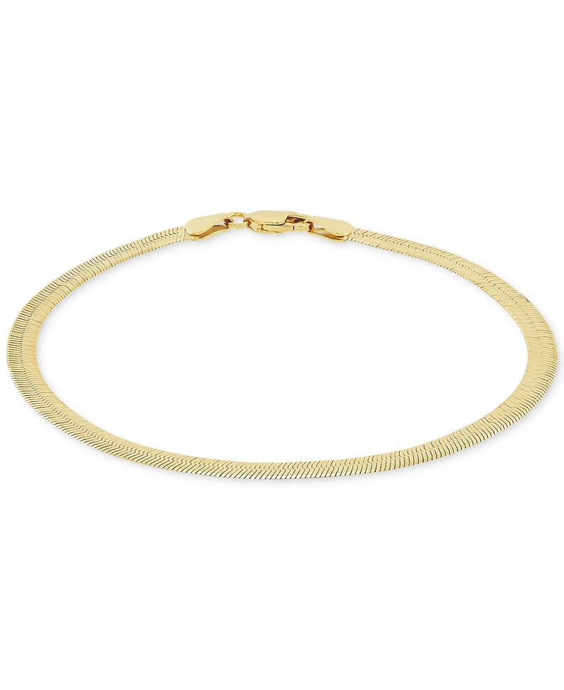 Men's Polished & Beveled Herringbone Link Chain Bracelet in 18k Gold-Plated Sterling Silver & Sterling Silver