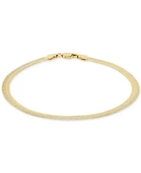 Men's Polished & Beveled Herringbone Link Chain Bracelet in 18k Gold-Plated Sterling Silver & Sterling Silver