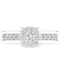Diamond Cluster Channel-Set Engagement Ring (3/4 ct. t.w.) in 14k White Gold
