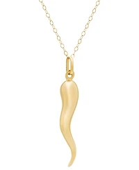 Italian Gold Polished Cornicello Horn 18" Necklace in 10k Gold