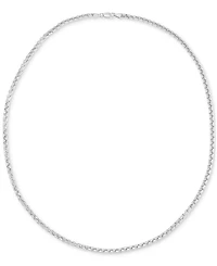 Rounded Box Link 24" Chain Necklace in Sterling Silver