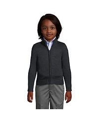 Lands' End Boys School Uniform Cotton Modal Zip Front Cardigan Sweater