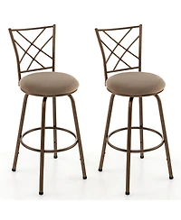 Set of 2 24/30 Inch Adjustable Swivel Barstools Metal Dining Chairs