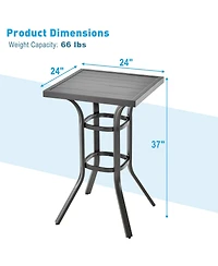 Costway 24'' Patio Bar Height Table with Aluminum Tabletop&Adjustable Footpads Balcony