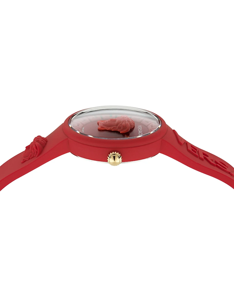 Versace Women's Swiss Medusa Pop Red Silicone Strap Watch 39mm Set
