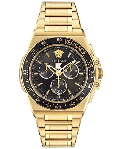 Versace Men's Greca Extreme Swiss Chronograph Gold-Tone Stainless Steel Bracelet Watch 45mm