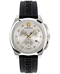 Versace Men's Swiss Chronograph Geo Black Silicone Strap Watch 43mm