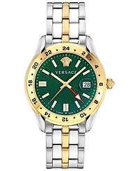 Versace Men's Swiss Greca Time Gmt Two-Tone Stainless Steel Bracelet Watch 41mm