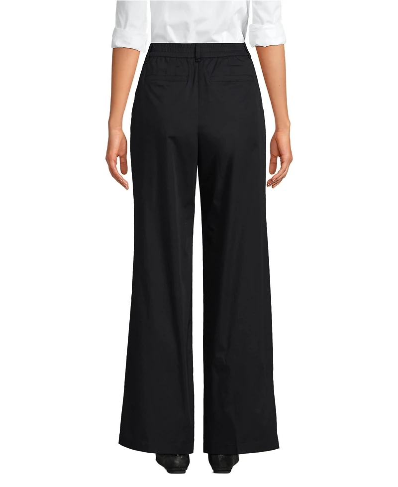 Lands' End Women's High Rise Crisp Poplin Chino Wide Leg Pants