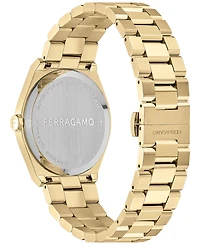 Salvatore Ferragamo Men's Swiss Vega Upper East Gold Ion Plated Stainless Steel Bracelet Watch 40mm