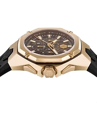 Philipp Plein Men's Chronograph Octagon Black Silicone Strap Watch 44mm