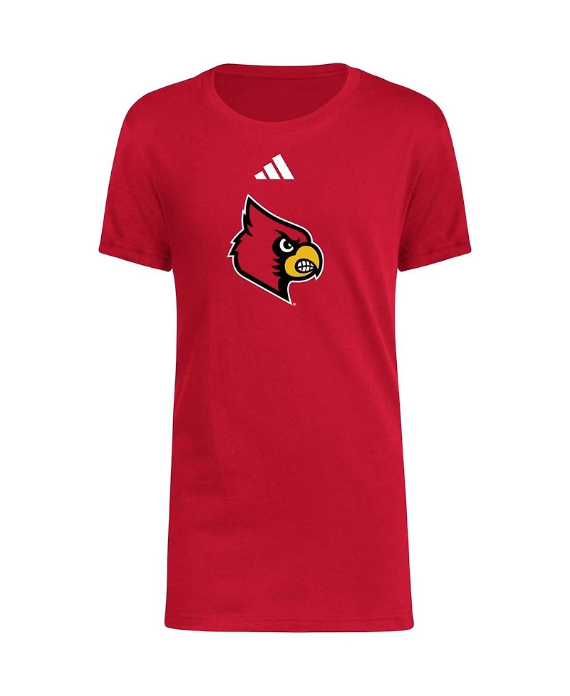 Big Boys adidas Red Louisville Cardinals 2023 Sideline Locker Room Logo Fresh T-shirt