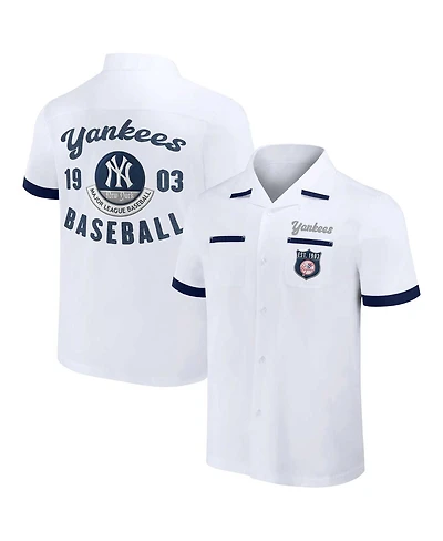 Men's Darius Rucker Collection by Fanatics White New York Yankees Bowling Button-Up Shirt