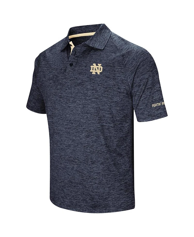 Men's Colosseum Heathered Navy Notre Dame Fighting Irish Down Swing Raglan Polo Shirt