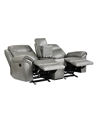 White Label Calico 80" Double Glider Reclining Love Seat with Center Console, Power Outlets