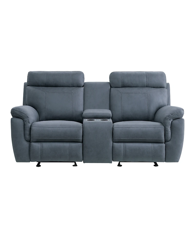 White Label Nadia 76" Double Glider Reclining Loveseat with Center Console