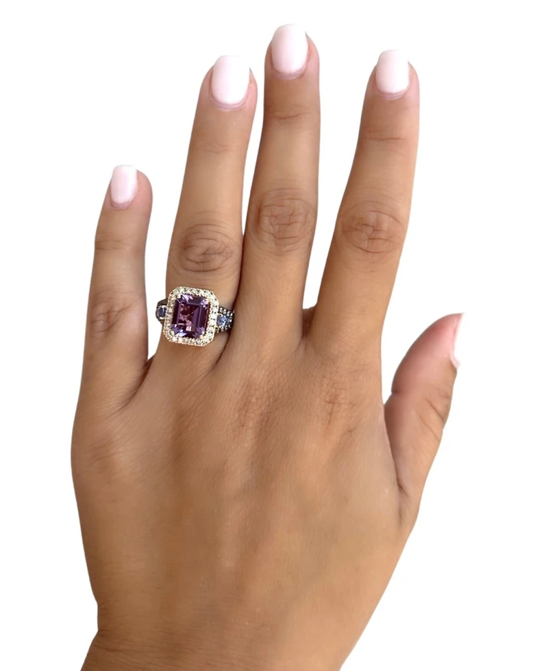Le Vian Multi-Gemstone (3 ct. t.w.) & Diamond (3/4 ct. t.w.) Halo Statement Ring in 14k Gold