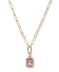 Citrine (2-1/5 ct. t.w.) & White Topaz (5/8 Framed Paperclip Link 18" Pendant Necklace 14k Gold-Plated Sterling Silver (Also Sky Blue