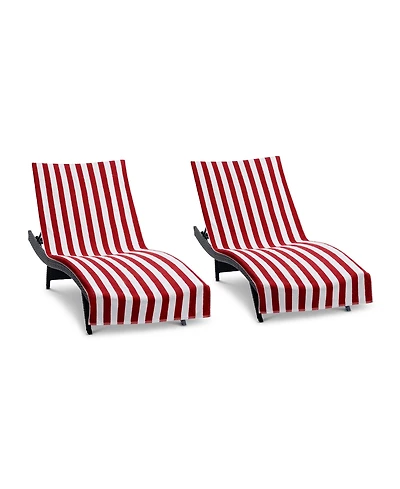 Arkwright Home California Cabana Chaise Lounge Covers (2 Pack), Striped Color Options, 30x85 in. with 8" Fitted Pocket for Beach or Pool Chair