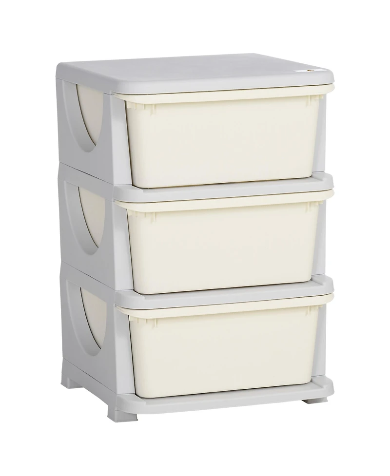 Qaba 22.25" 3 Tier Kids Storage Unit Dresser Tower,