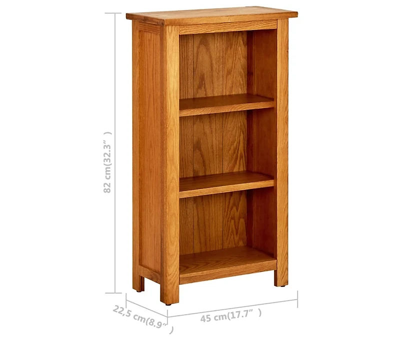 Bookcase 17.7"x8.9"x32.3" Solid Oak Wood