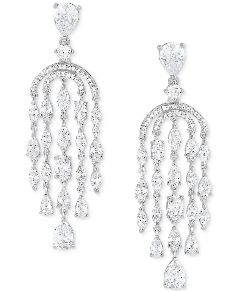 Arabella Cubic Zirconia Chandelier Drop Earrings in Sterling Silver