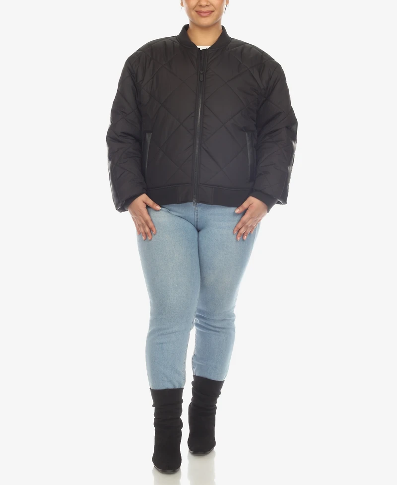 White Mark Plus Diamond Quilted Puffer Bomber Jacket