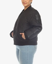 White Mark Plus Diamond Quilted Puffer Bomber Jacket