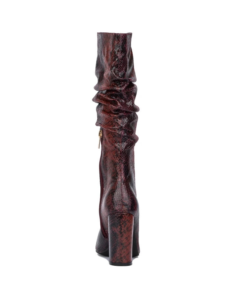 New York & Company Women's Earla- Metallic Ruched Knee-High Boots Tall