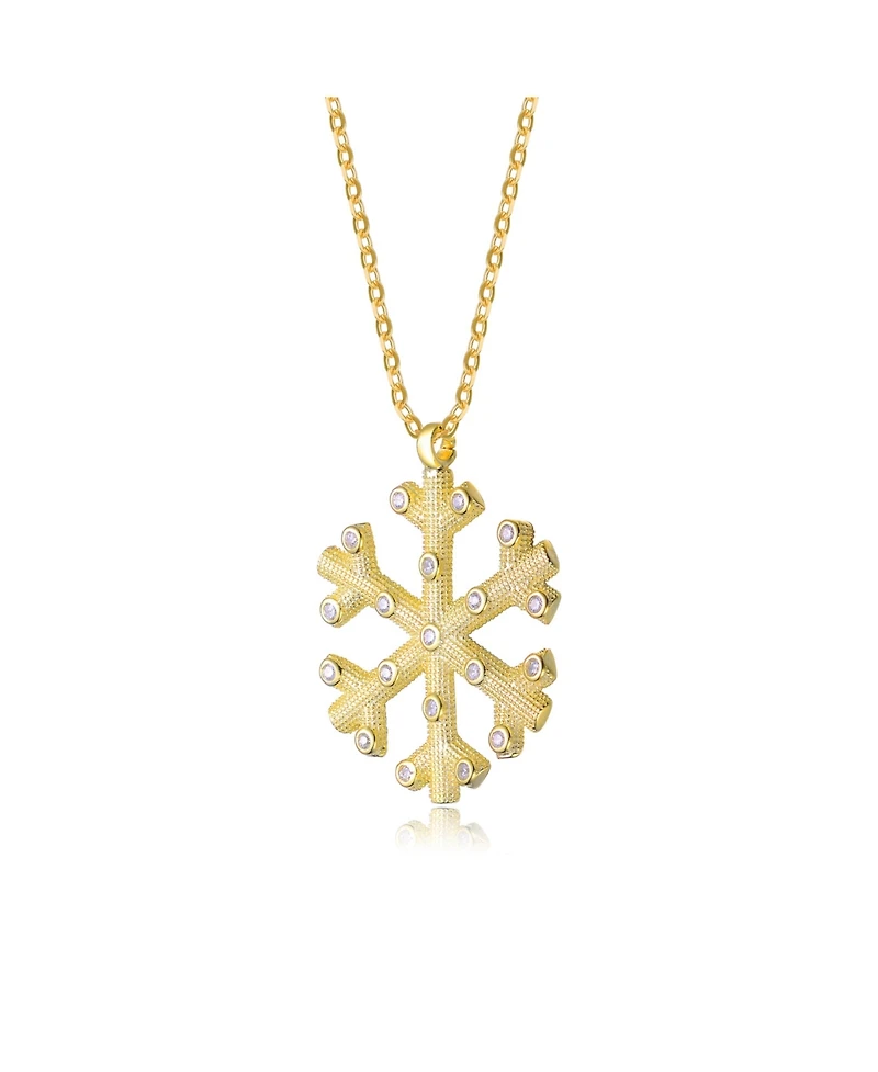 Sterling Silver Cubic Zirconia Snowflake Pendant