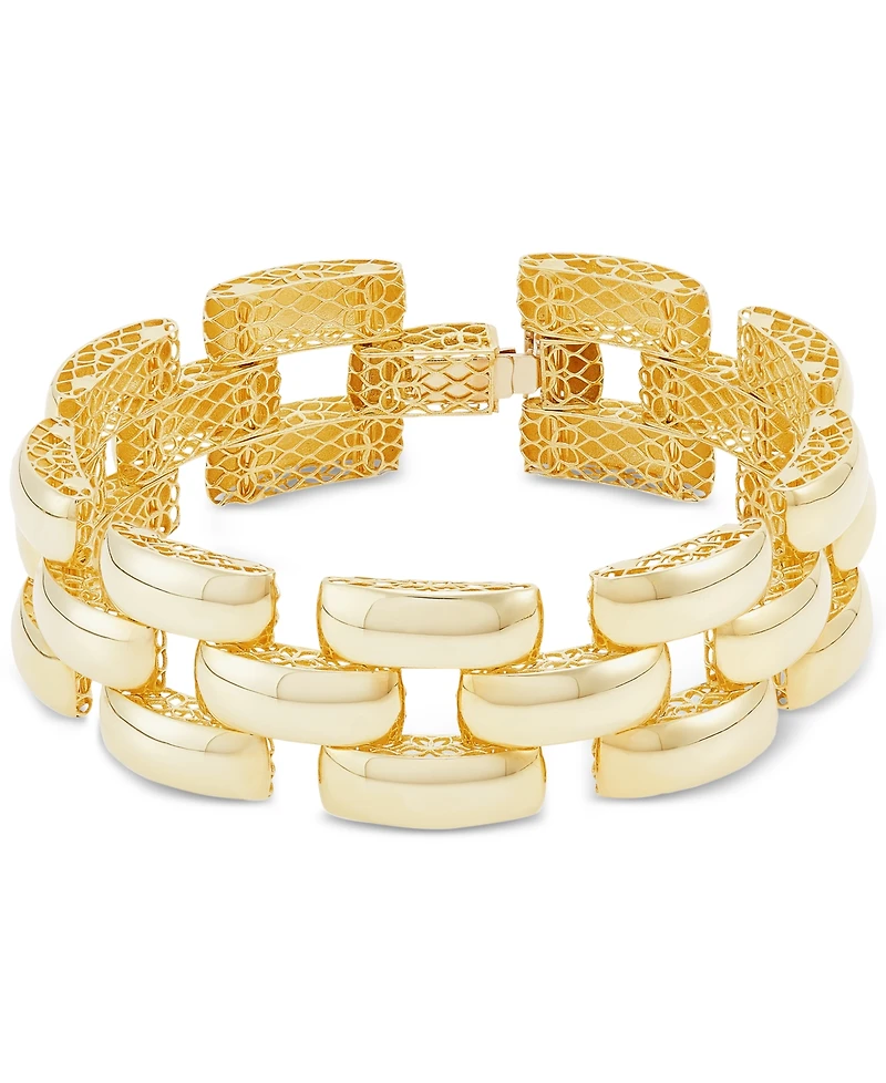 Italian Gold Stampato Panther Link Bracelet in 14k Gold