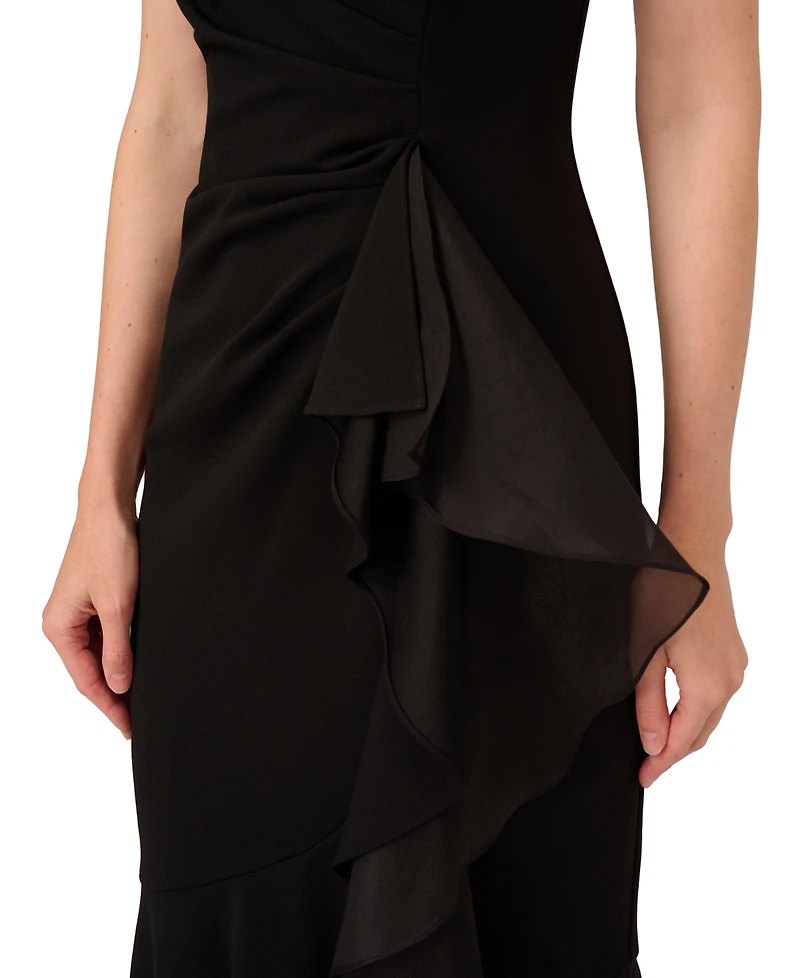 Adrianna Papell Women's Sleeveless Ruffled High-Low Gown