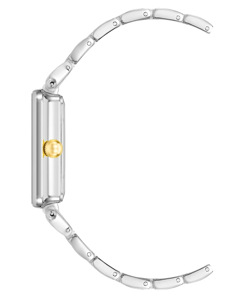 Anne Klein Women's Three Hand Quartz Two-tone Alloy Rectangular Bracelet Watch, 22mm