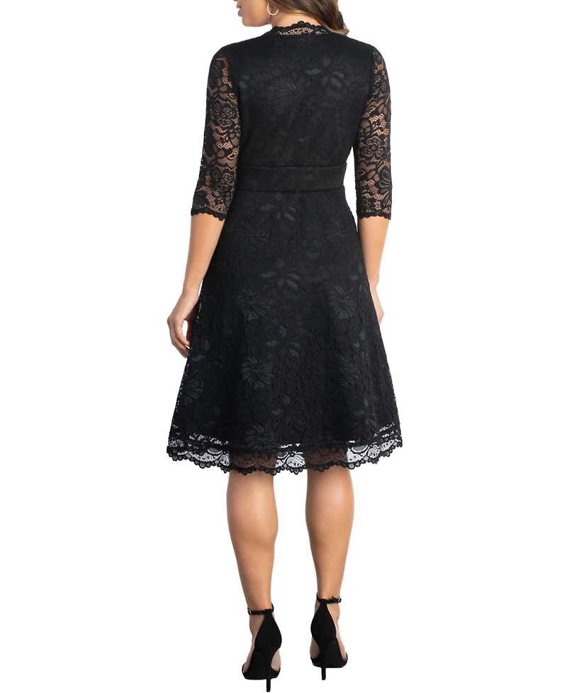 Kiyonna Women's Mademoiselle Lace Cocktail Dress with Sleeves