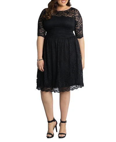 Kiyonna Plus Luna Lace Cocktail Midi Dress