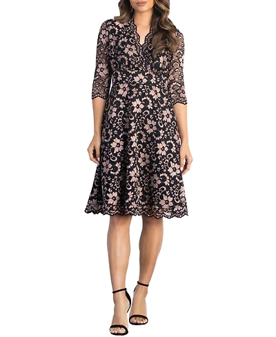 Kiyonna Women's Mon Cherie Floral Lace Cocktail Dress