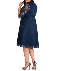 Kiyonna Plus Mademoiselle Lace Cocktail Dress with Sleeves