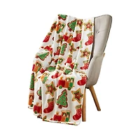 Kate Aurora Christmas Trains & Stockings Oversized Ultra Soft & Plush Throw Accent Blanket - 50 in. W x 70 in. L