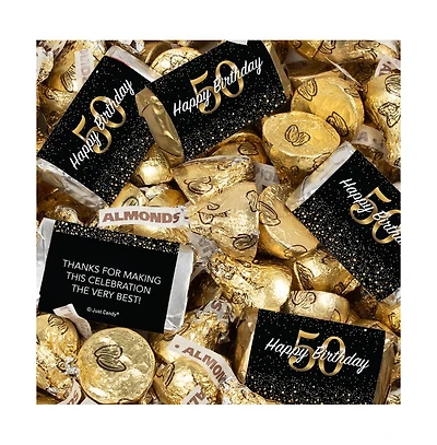 Just Candy 50th Birthday Candy Party Favors Hershey's Miniatures and Kisses by Just Candy, 128 Pieces