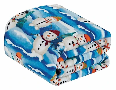 Kate Aurora Holiday Living Ultra Soft & Cozy Christmas White Snowman Plush Accent Throw Blanket - 50 in. W x 60 in. L