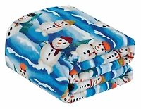 Kate Aurora Holiday Living Ultra Soft & Cozy Christmas White Snowman Plush Accent Throw Blanket - 50 in. W x 60 in. L
