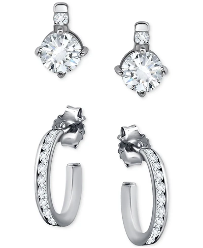 Giani Bernini 2-Pc. Set Cubic Zirconia Stud & Hoop Earrings, Created for Macy's