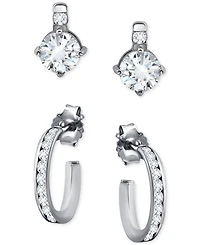 Giani Bernini 2-Pc. Set Cubic Zirconia Stud & Hoop Earrings, Created for Macy's