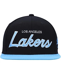 Men's Mitchell & Ness Black Los Angeles Lakers Hardwood Classics Mvp Team Script 2.0 Snapback Hat