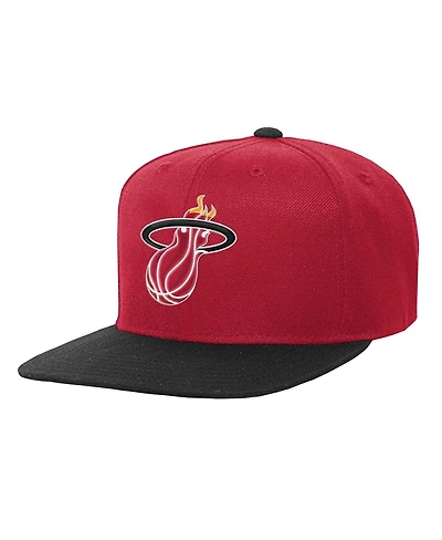 Big Boys and Girls Mitchell & Ness Red, Black Miami Heat Two-Tone Snapback Hat