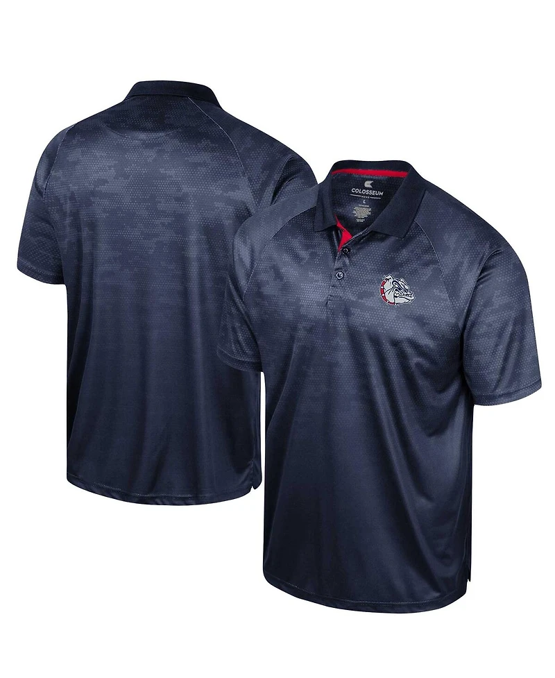 Men's Colosseum Navy Gonzaga Bulldogs Honeycomb Raglan Polo Shirt