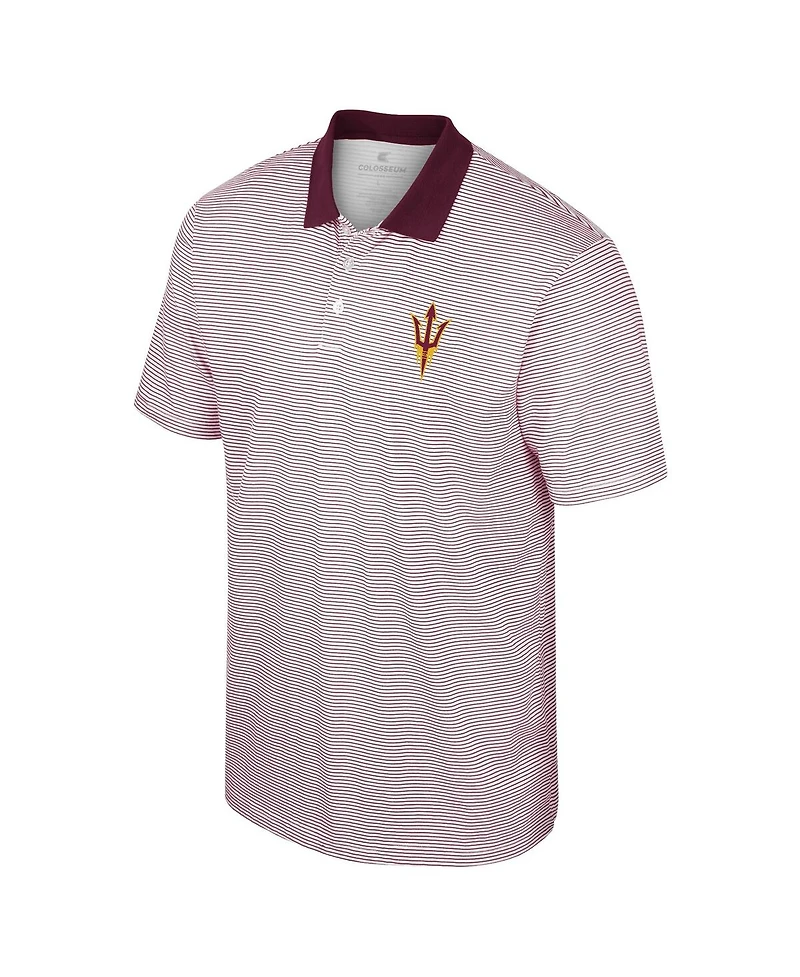 Men's Colosseum White, Cardinal Arizona Sun Devils Print Stripe Polo Shirt