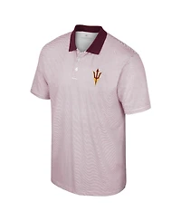 Men's Colosseum White, Cardinal Arizona Sun Devils Print Stripe Polo Shirt