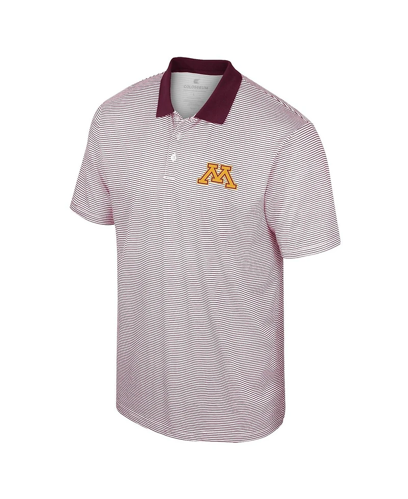 Men's Colosseum White, Maroon Minnesota Golden Gophers Print Stripe Polo Shirt